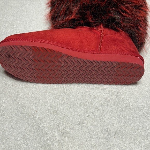 Masseys‎ Women's Telluride High Faux Suede & Collar Fur Pull On Comfort Red Sz 9 - Picture 3 of 5